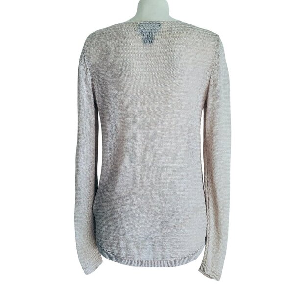 Tahari 100% Linen Open Weave Lightweight Long Sleeve Sweater Size M - Picture 3 of 15